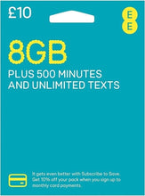 Load image into Gallery viewer, EE 4G £10 Pack Pay As You Go Sim Card