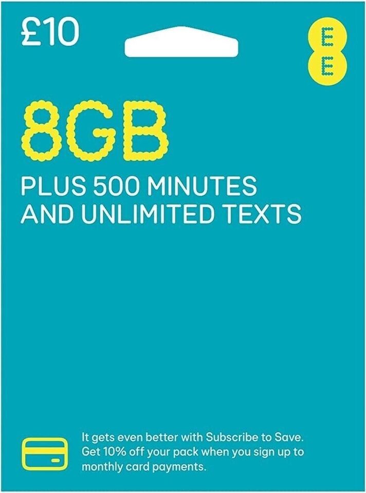 EE 4G £10 Pack Pay As You Go Sim Card
