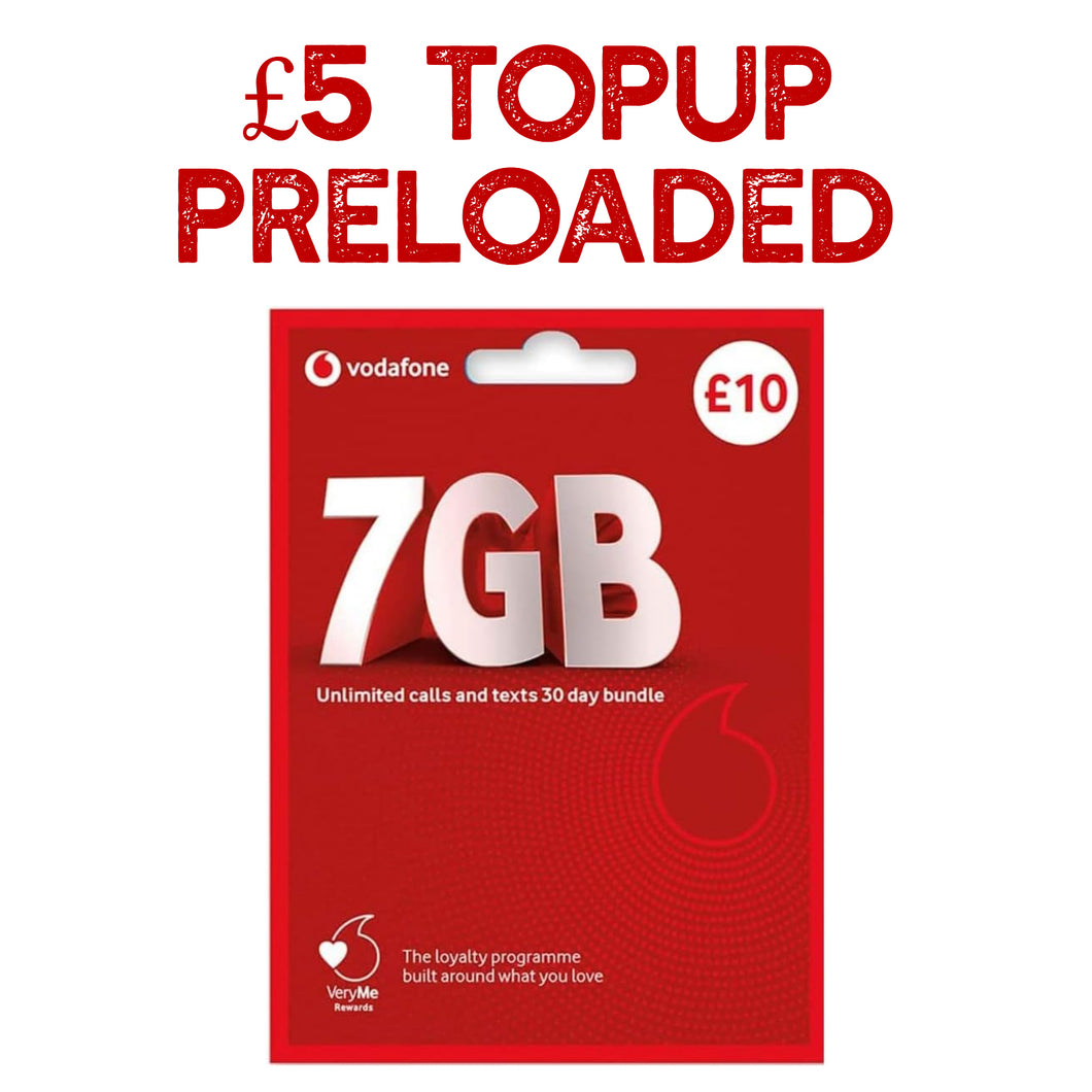 Vodafone Trio Pay As You Go PAYG SIM Card Loaded With £5