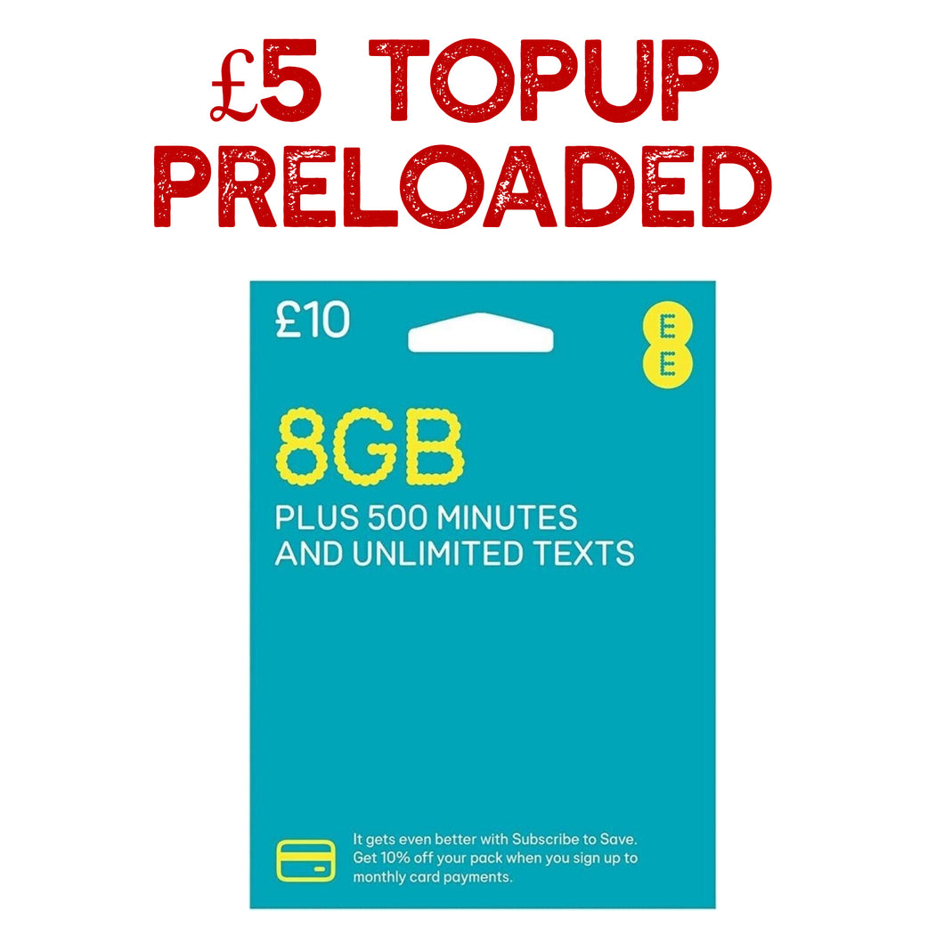 EE Trio Pay As You Go PAYG SIM Card Pre Loaded With £5 Credit